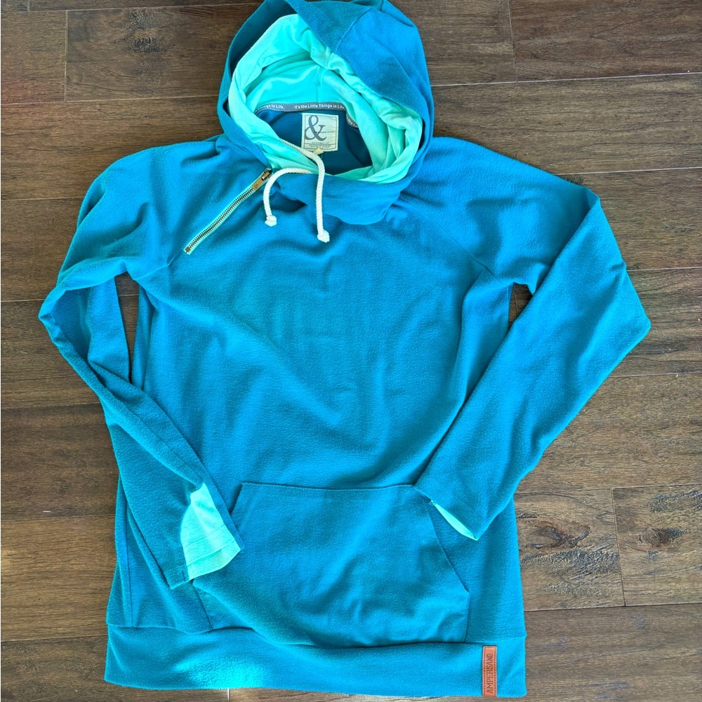 Ampersand Ave blue and aqua double hoodie